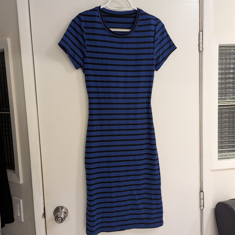 Blue and Black Striped Dress